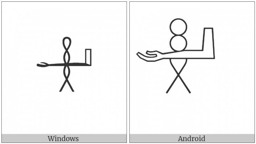 Egyptian Hieroglyph V028A on various operating systems