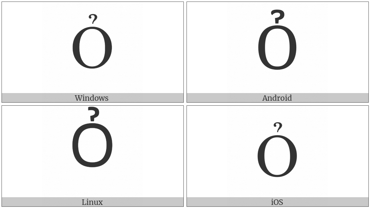 Latin Capital Letter O With Hook Above on various operating systems