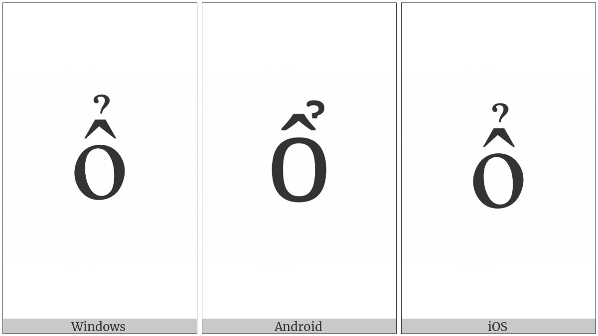 Latin Small Letter O With Circumflex And Hook Above on various operating systems