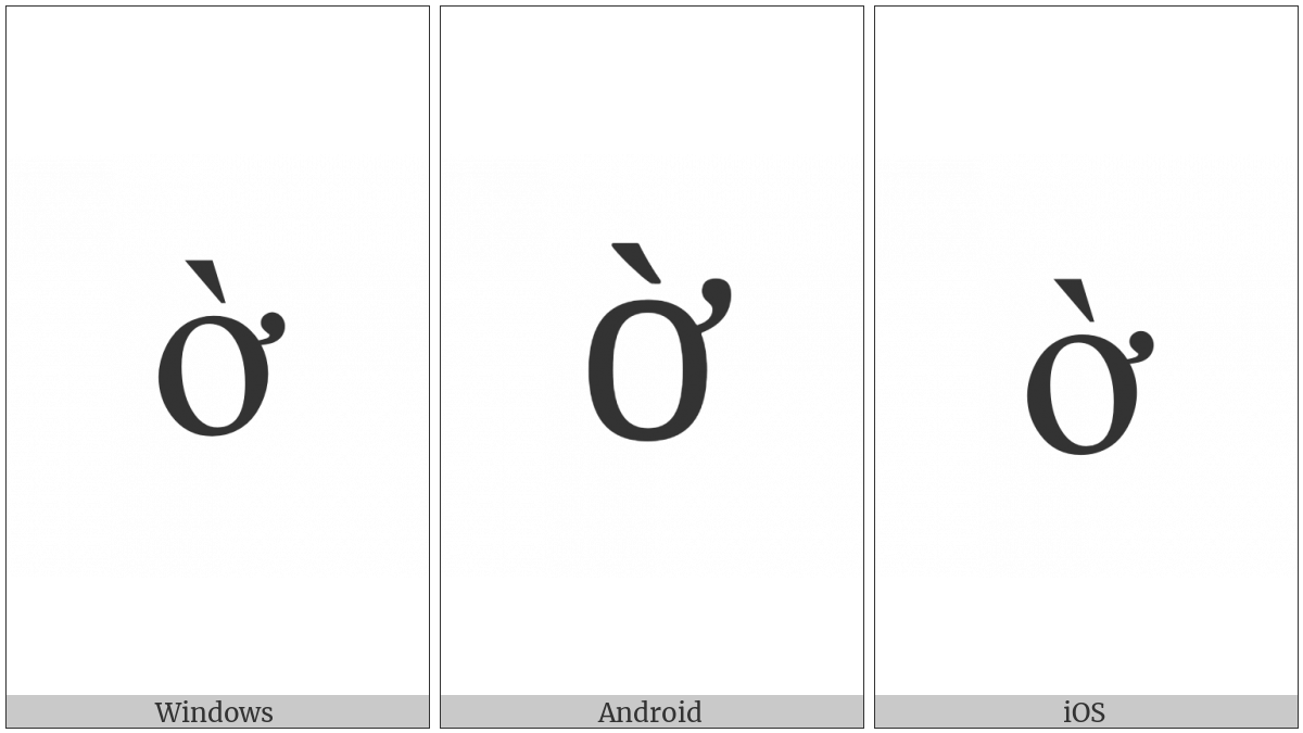 Latin Small Letter O With Horn And Grave on various operating systems