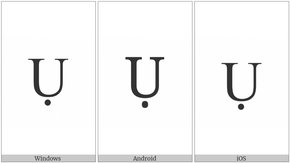 Latin Capital Letter U With Dot Below on various operating systems