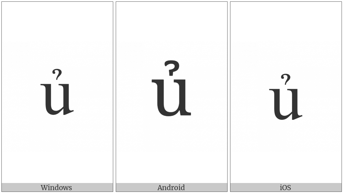 Latin Small Letter U With Hook Above on various operating systems