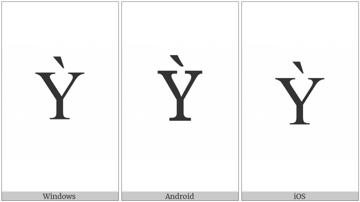 Latin Capital Letter Y With Grave on various operating systems