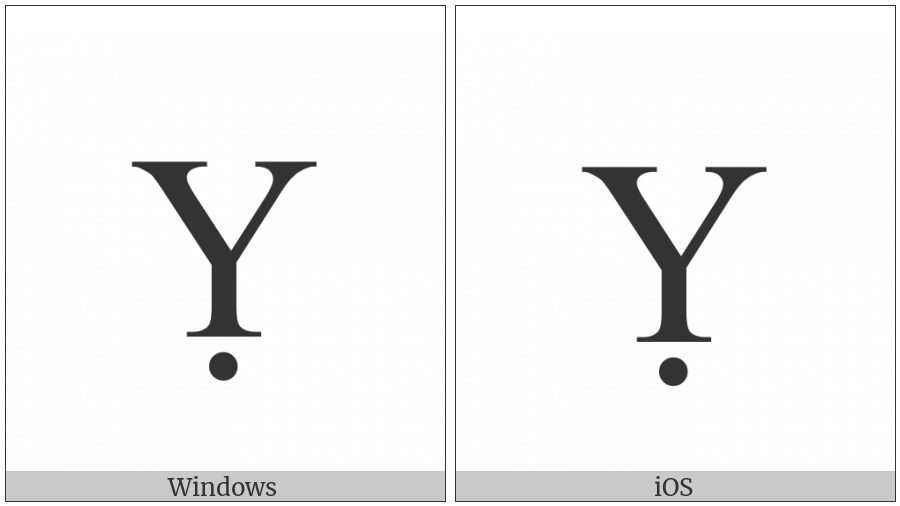 Latin Capital Letter Y With Dot Below on various operating systems