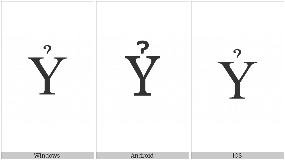 Latin Capital Letter Y With Hook Above on various operating systems