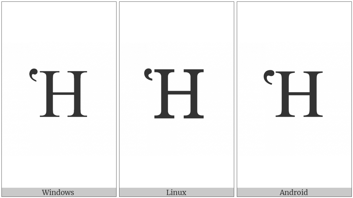 Greek Capital Letter Eta With Dasia on various operating systems