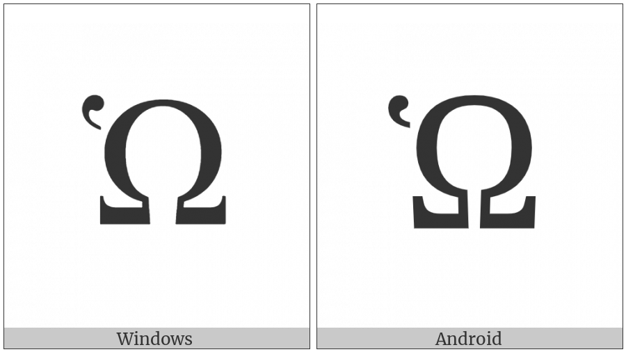 Greek Capital Letter Omega With Dasia on various operating systems