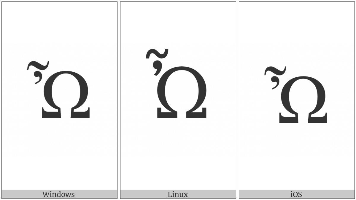 Greek Capital Letter Omega With Psili And Perispomeni on various operating systems