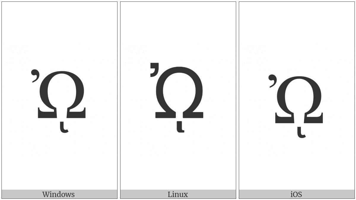 Greek Capital Letter Omega With Psili And Prosgegrammeni on various operating systems