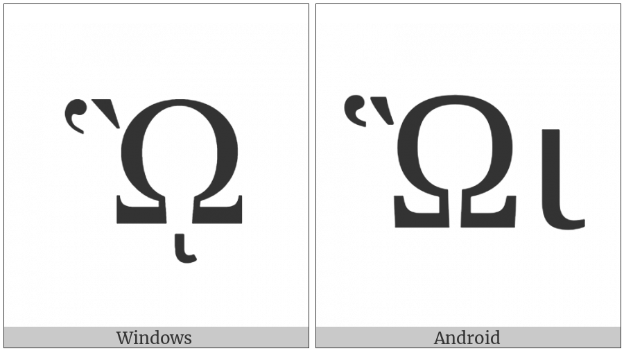 Greek Capital Letter Omega With Dasia And Varia And Prosgegrammeni on various operating systems