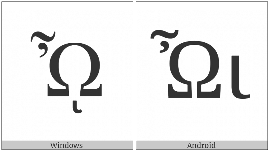 Greek Capital Letter Omega With Psili And Perispomeni And Prosgegrammeni on various operating systems