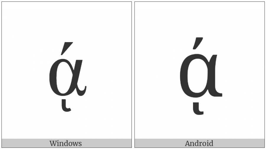 Greek Small Letter Alpha With Oxia And Ypogegrammeni on various operating systems