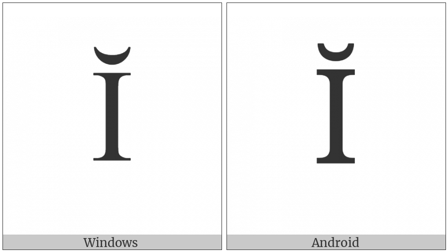 Greek Capital Letter Iota With Vrachy on various operating systems