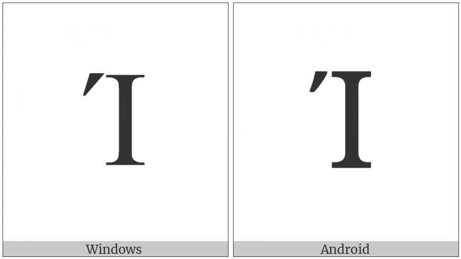 Greek Capital Letter Iota With Oxia on various operating systems