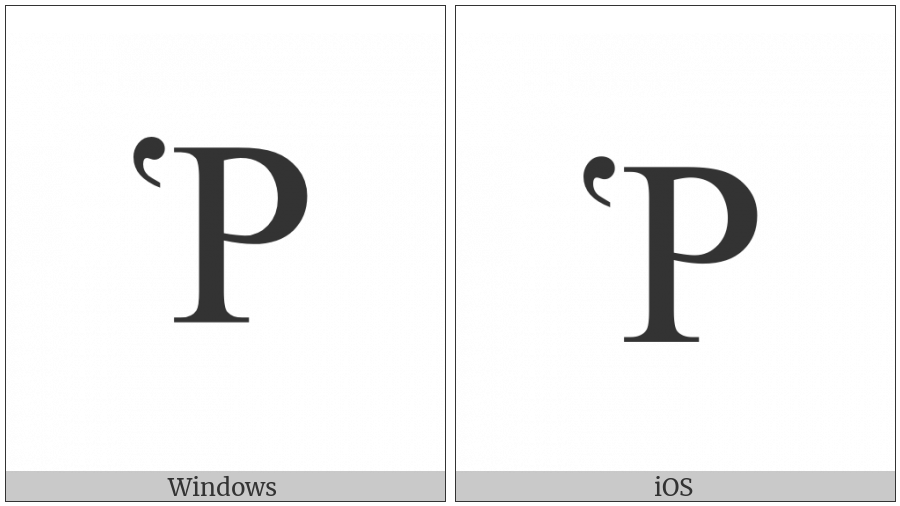 Greek Capital Letter Rho With Dasia on various operating systems