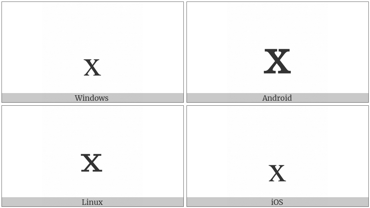 Latin Subscript Small Letter X on various operating systems