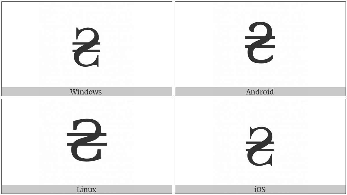 Hryvnia Sign on various operating systems