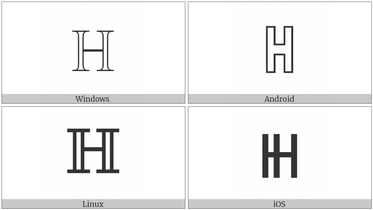 Double-Struck Capital H on various operating systems