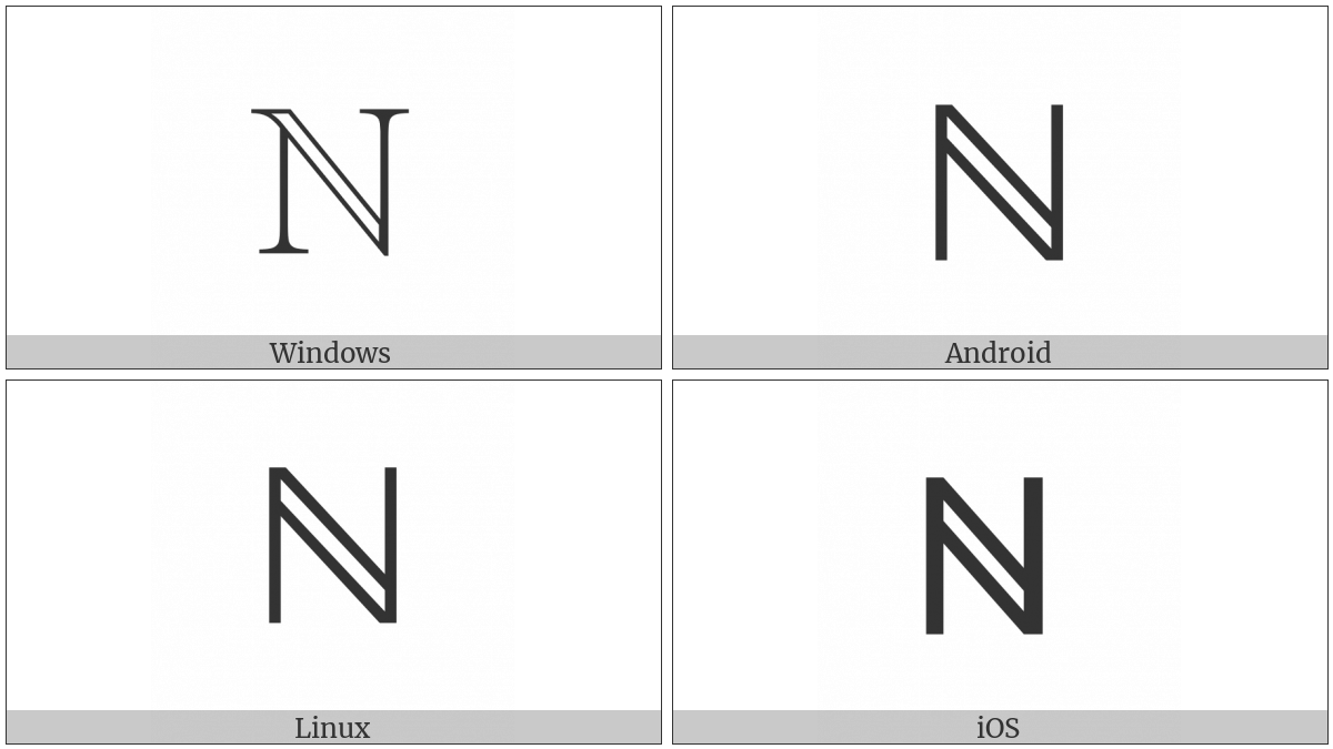 Double-Struck Capital N on various operating systems