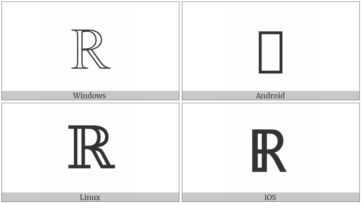 Double-Struck Capital R on various operating systems