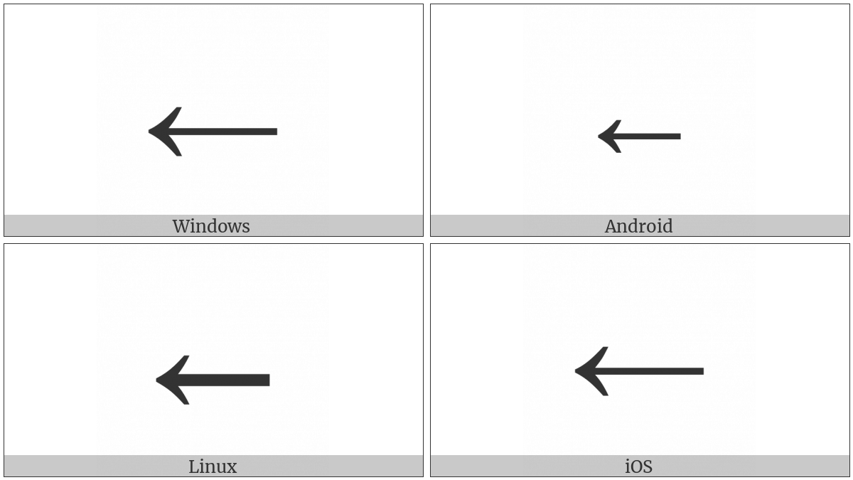 Leftwards Arrow on various operating systems