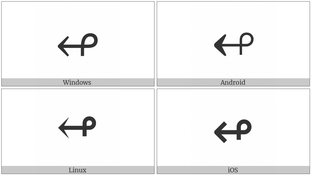 Leftwards Arrow With Loop on various operating systems