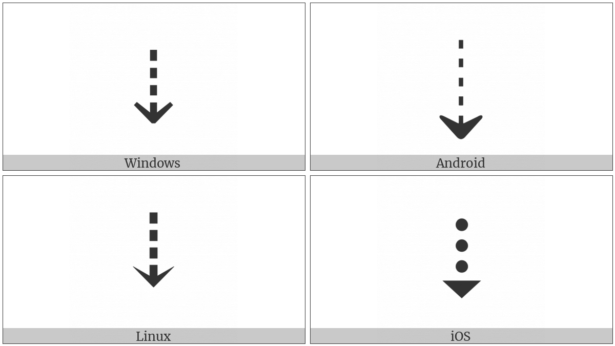 Downwards Dashed Arrow on various operating systems