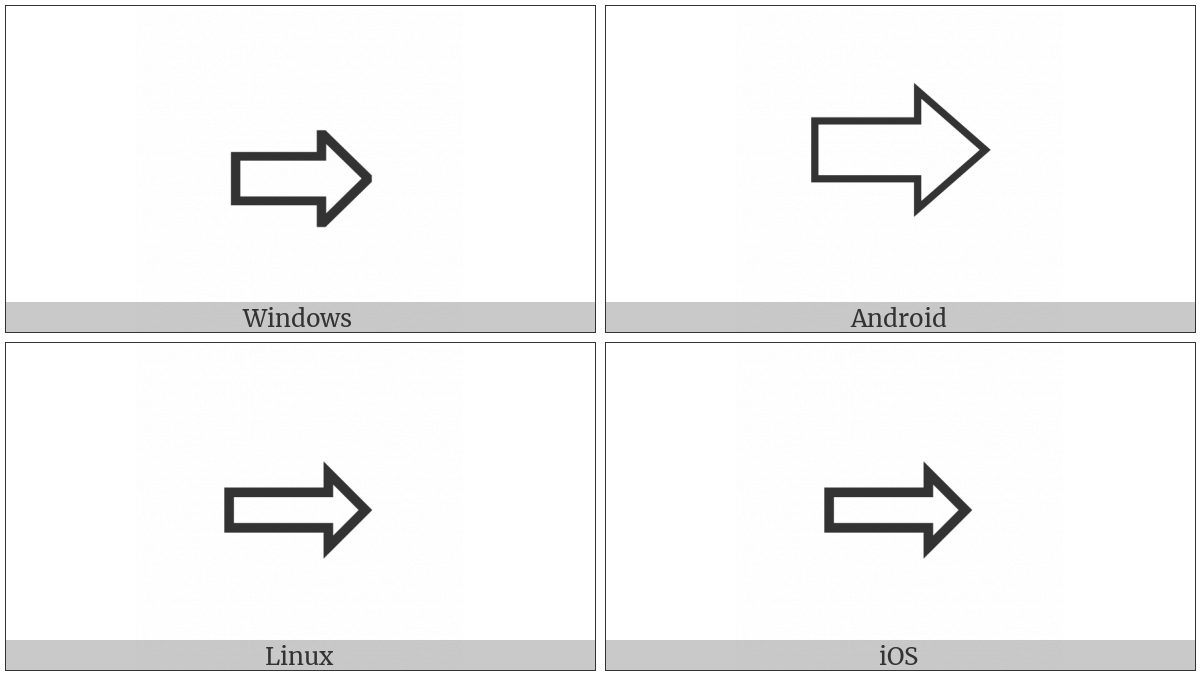 Rightwards White Arrow on various operating systems