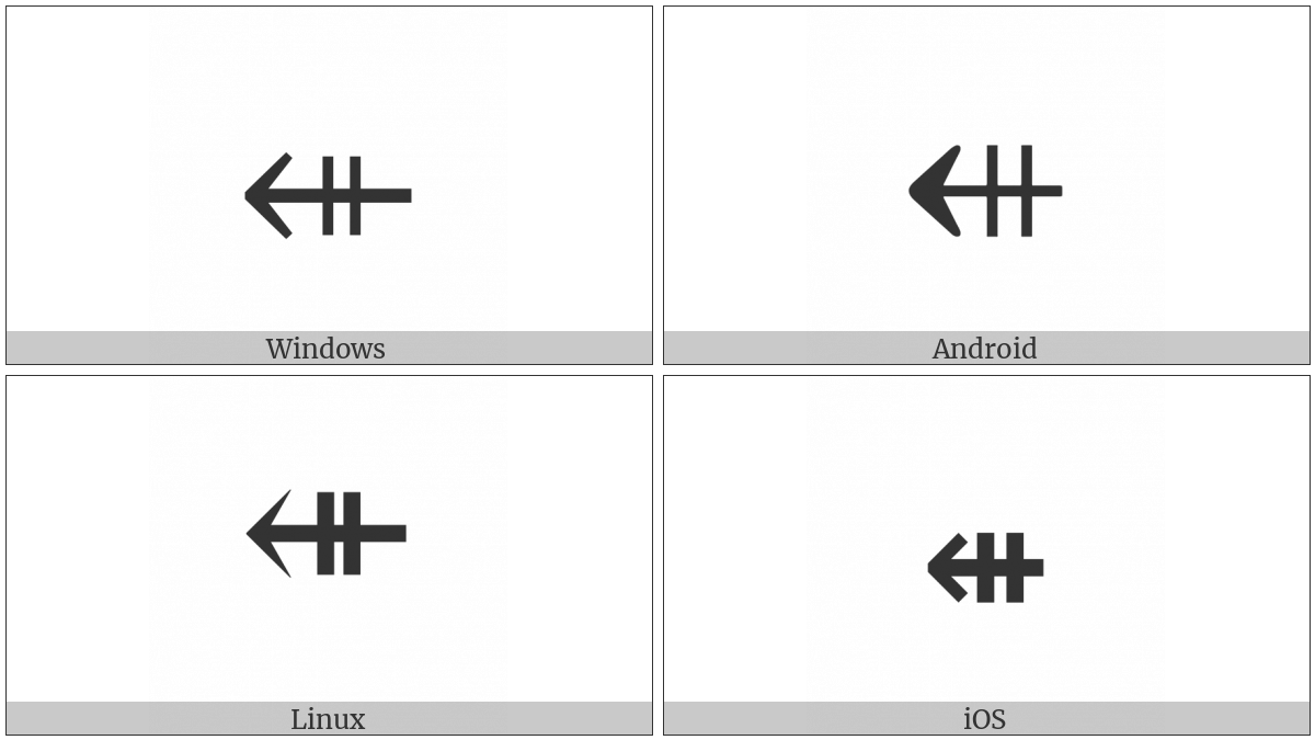 Leftwards Arrow With Double Vertical Stroke on various operating systems