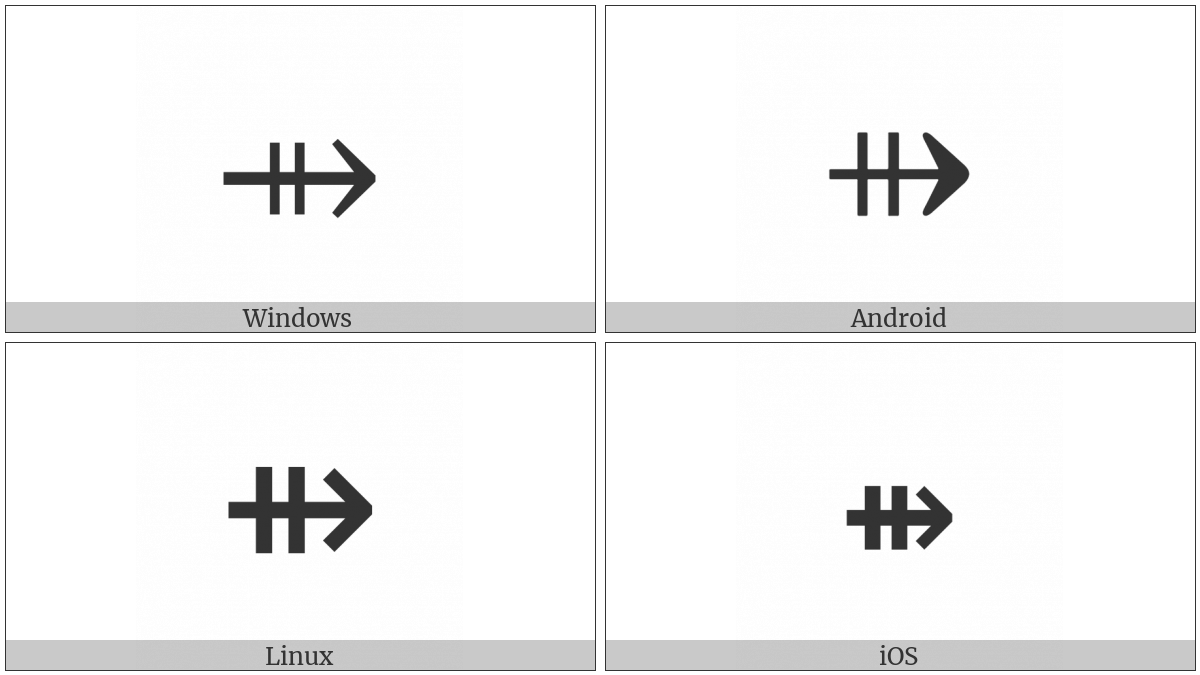 Rightwards Arrow With Double Vertical Stroke on various operating systems