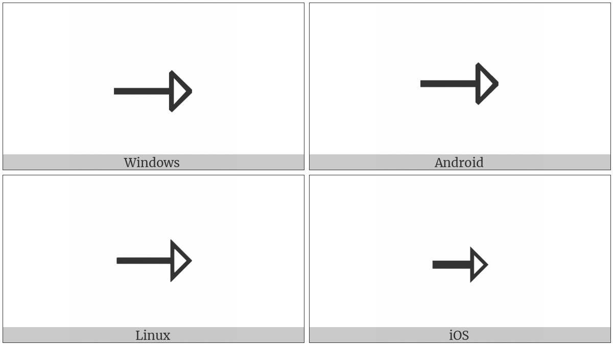 Rightwards Open-Headed Arrow on various operating systems