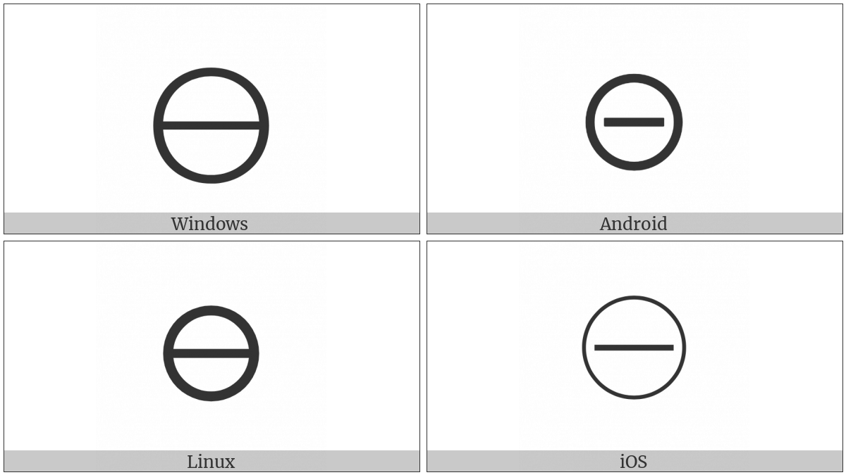 Circled Minus on various operating systems