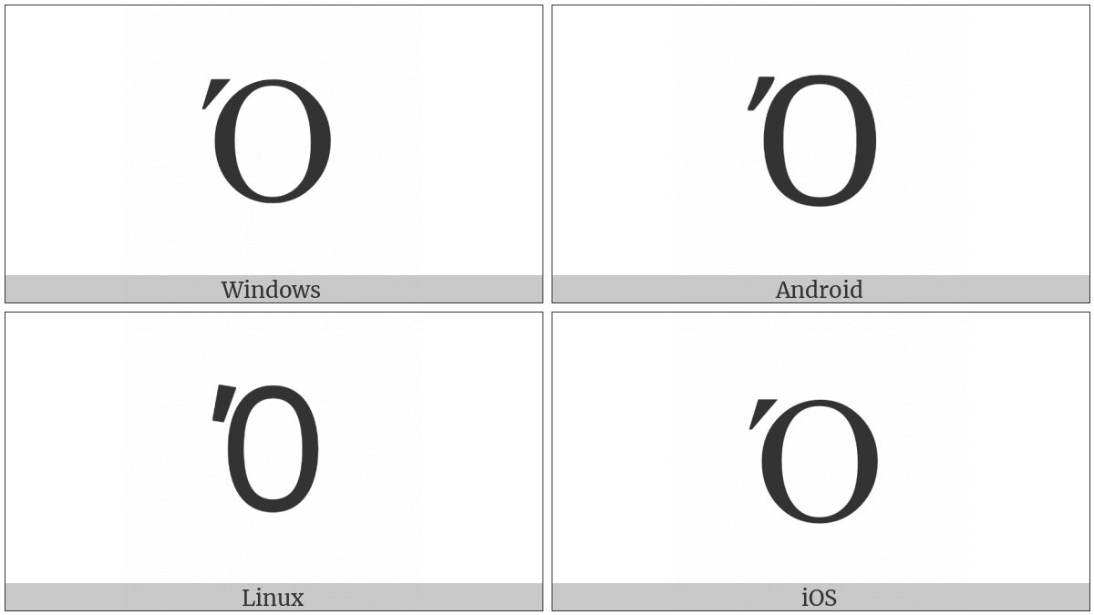 Greek Capital Letter Omicron With Tonos on various operating systems