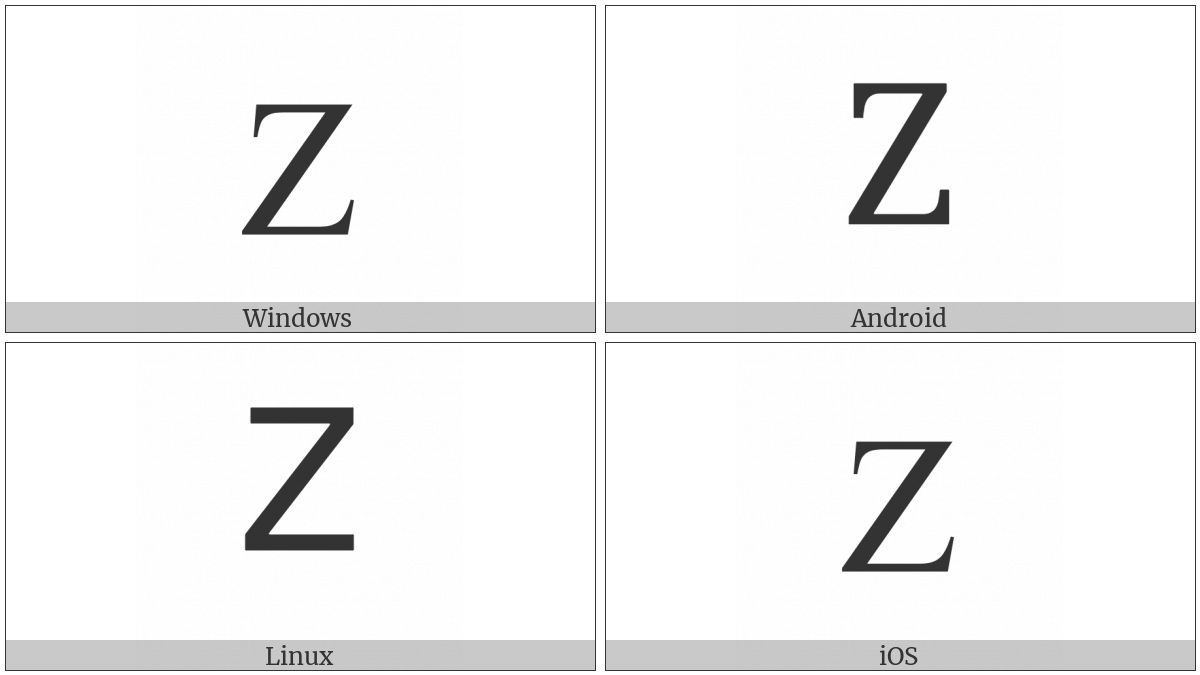 Greek Capital Letter Zeta on various operating systems