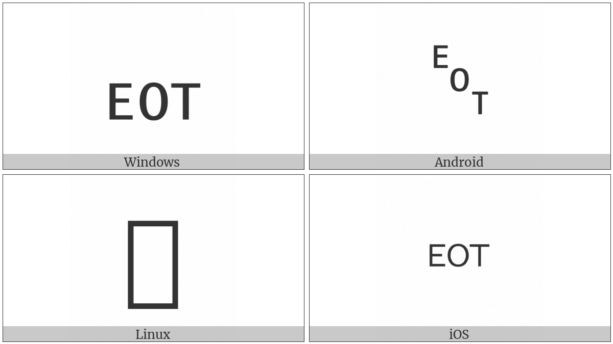 Symbol For End Of Transmission on various operating systems