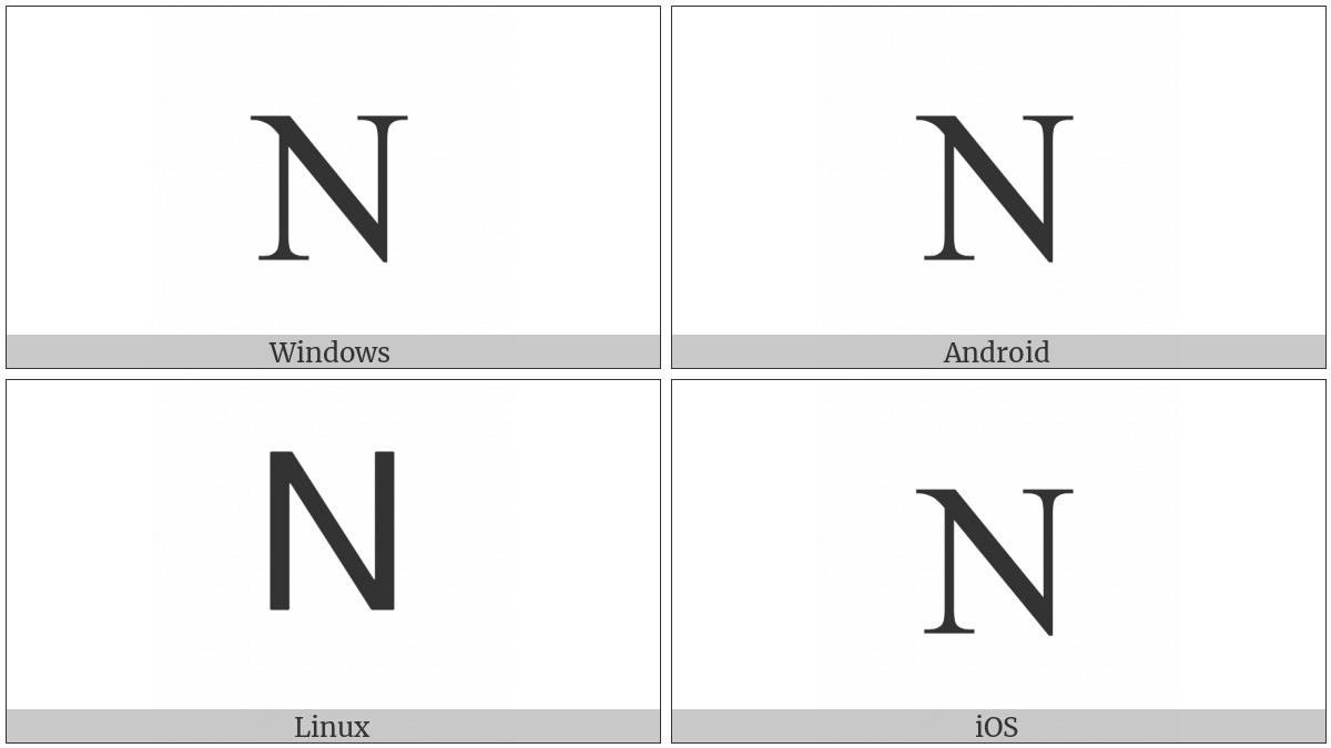 Greek Capital Letter Nu on various operating systems