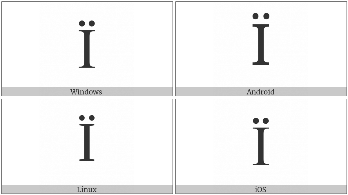 Greek Capital Letter Iota With Dialytika on various operating systems