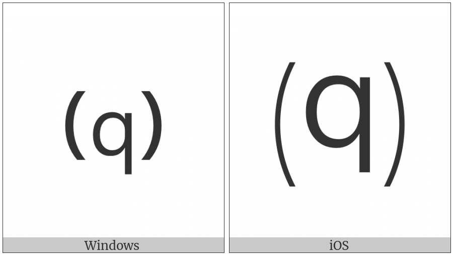 Parenthesized Latin Small Letter Q on various operating systems