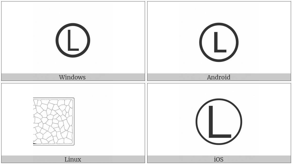 Circled Latin Capital Letter L on various operating systems