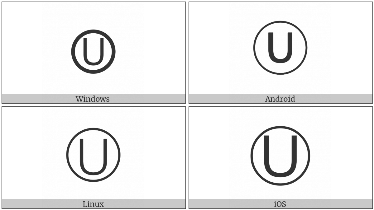 Circled Latin Capital Letter U on various operating systems