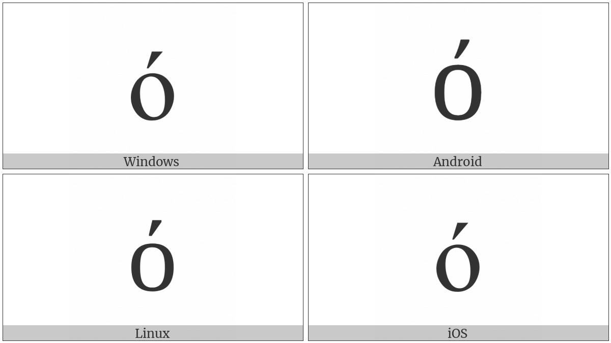 Greek Small Letter Omicron With Tonos on various operating systems