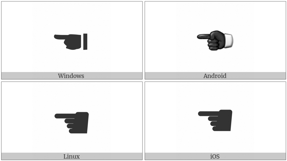 Black Left Pointing Index on various operating systems